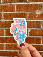 Illinois State Sticker - 3"x1.8" - Vinyl - Weatherproof
