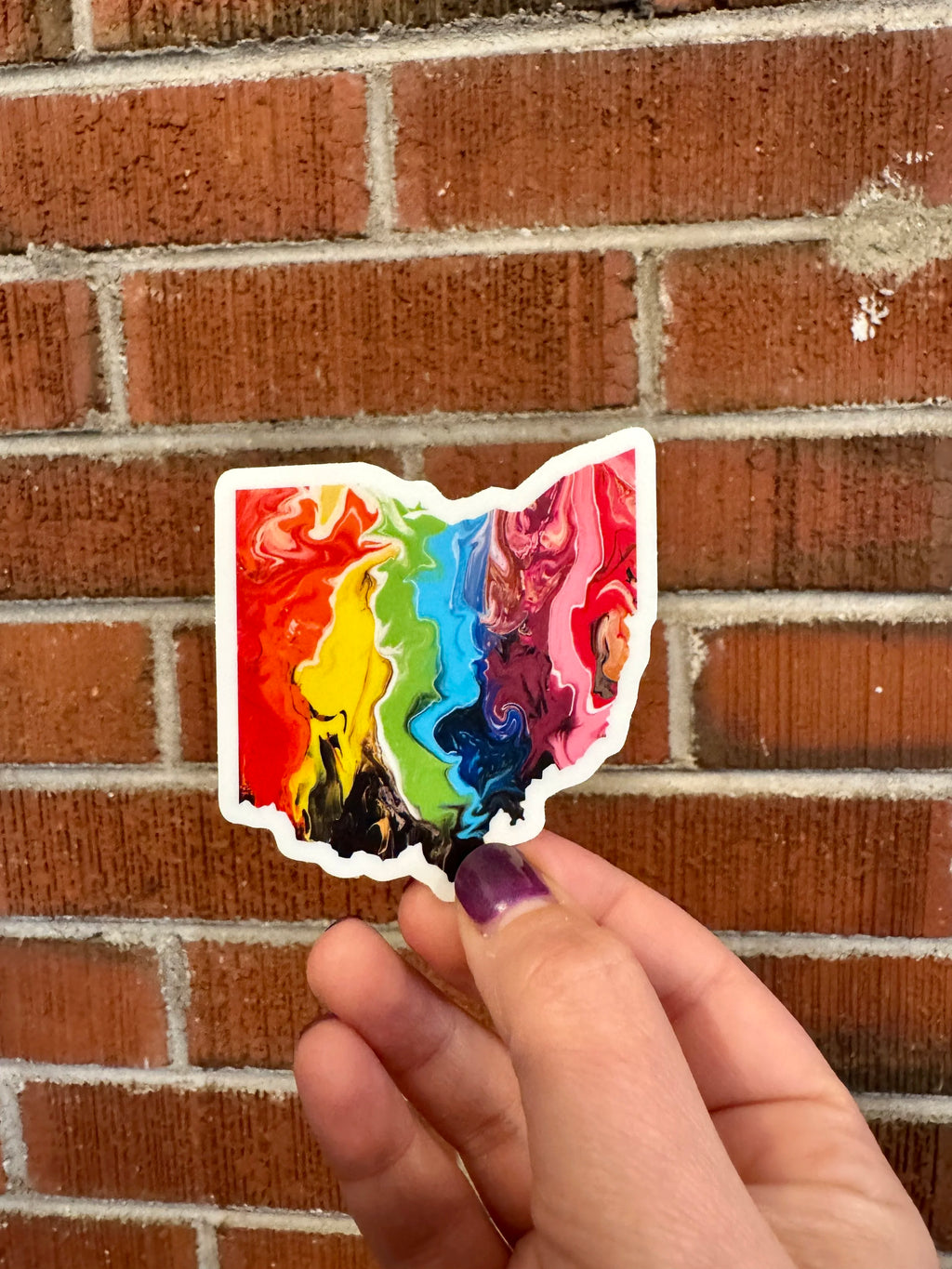 Ohio State Trans Pride and Rainbow State Vinyl Sticker