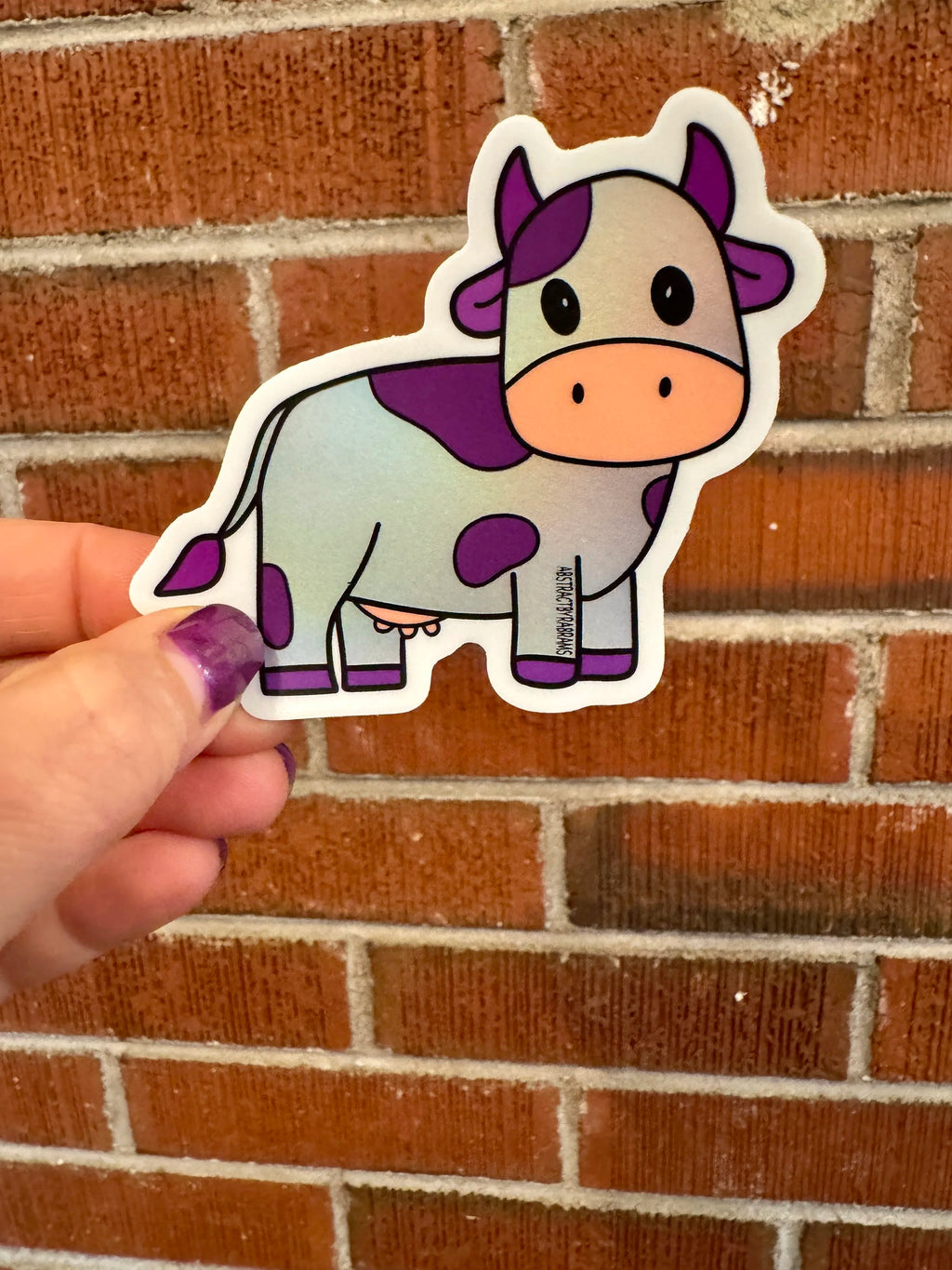 Purple Cow Vaporwave Sticker - Hand Drawn - 3"