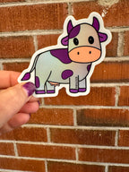 Purple Cow Vaporwave Sticker - Hand Drawn - 3"