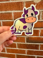Purple Cow Vaporwave Sticker - Hand Drawn - 3"