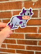 Purple Cow Vaporwave Sticker - Hand Drawn - 3"