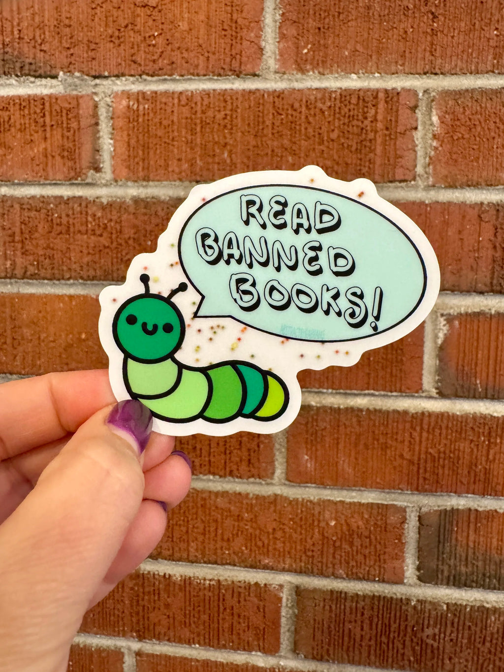 Hand Drawn Caterpillar "Read Banned Books" Sticker