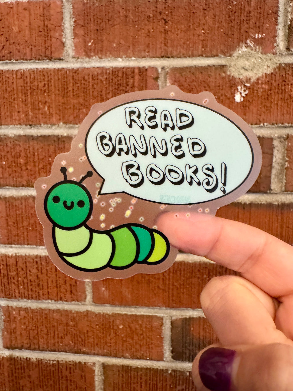 Hand Drawn Caterpillar "Read Banned Books" Sticker