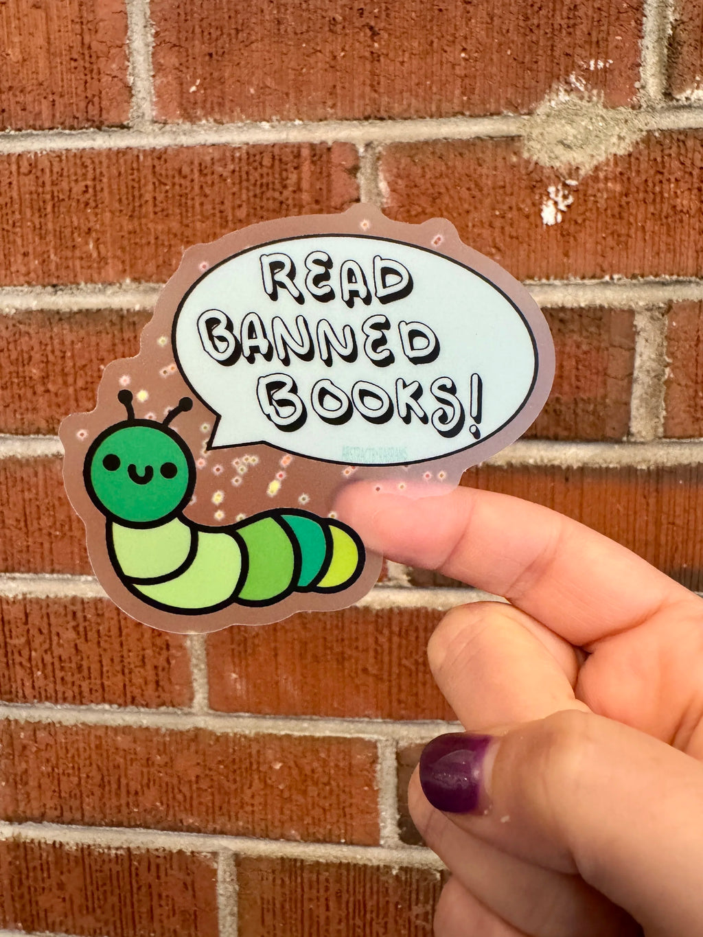 Hand Drawn Caterpillar "Read Banned Books" Sticker