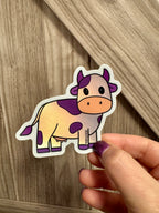 Purple Cow Vaporwave Sticker - Hand Drawn - 3"