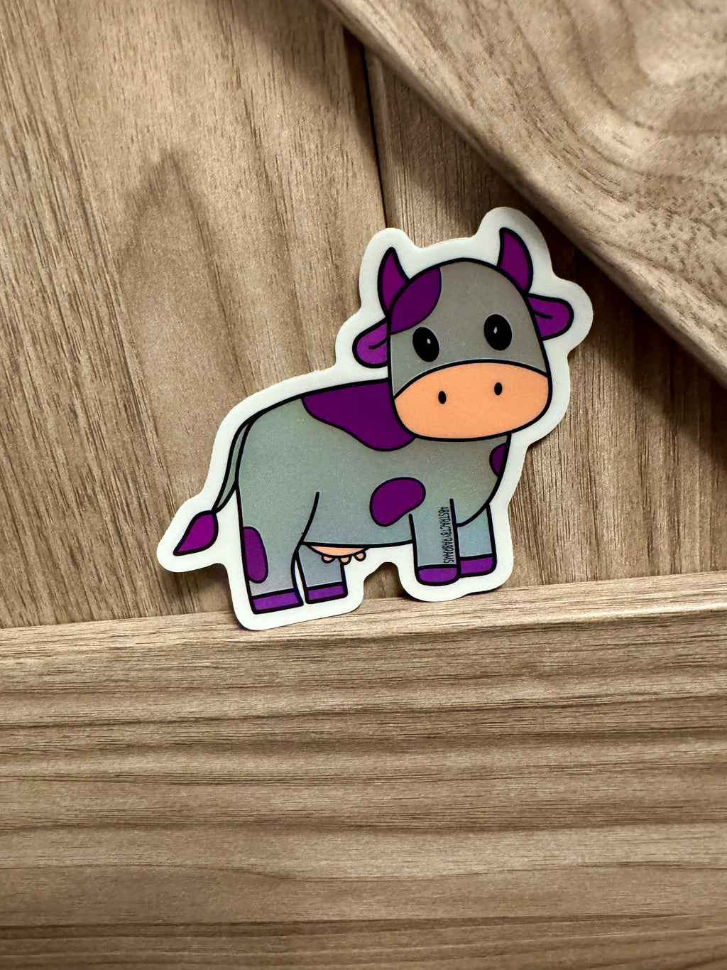 Purple Cow Vaporwave Sticker - Hand Drawn - 3"