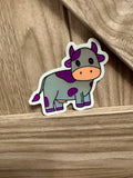 Purple Cow Vaporwave Sticker - Hand Drawn - 3"