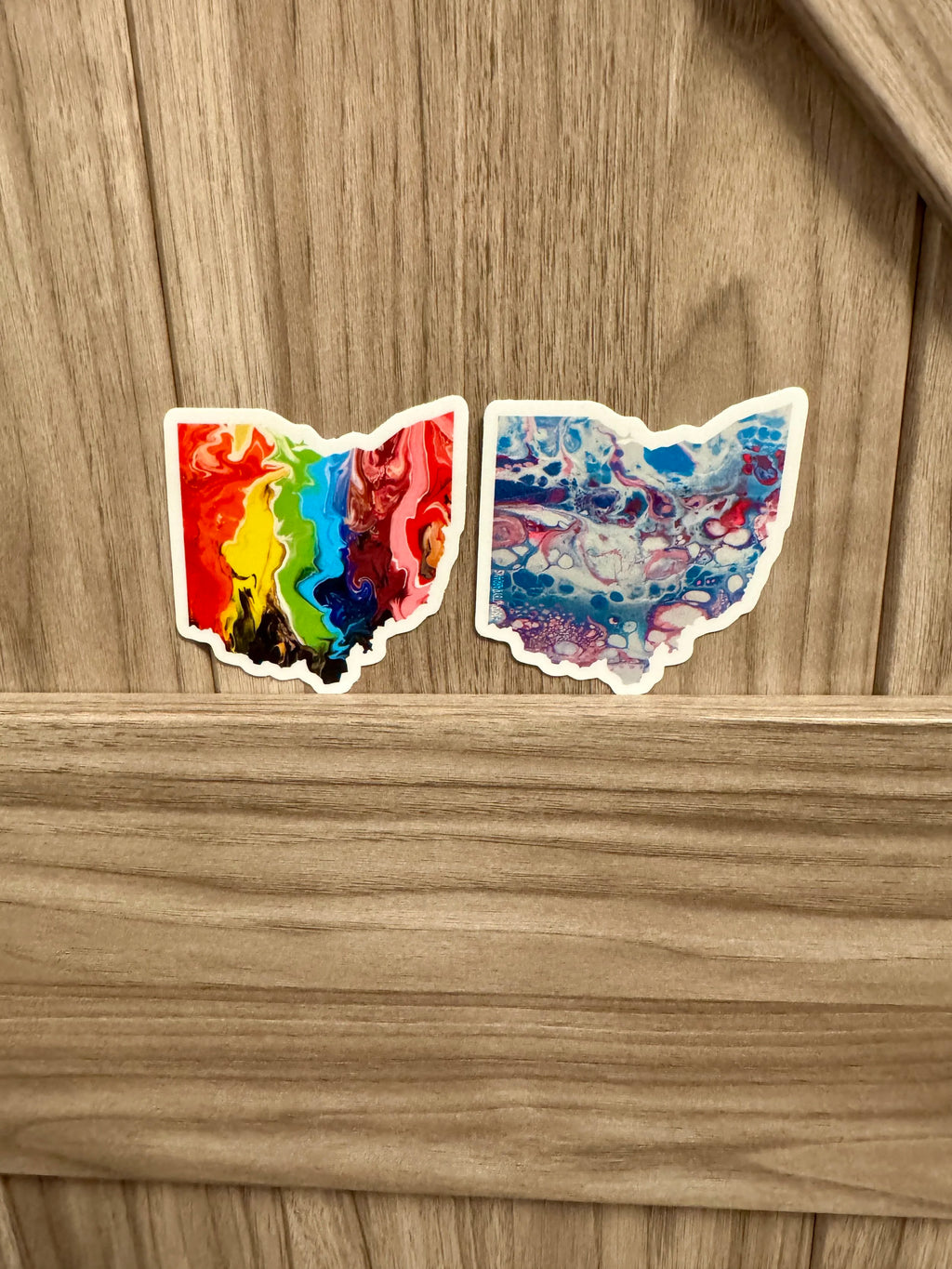 Ohio State Trans Pride and Rainbow State Vinyl Sticker