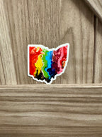 Ohio State Trans Pride and Rainbow State Vinyl Sticker