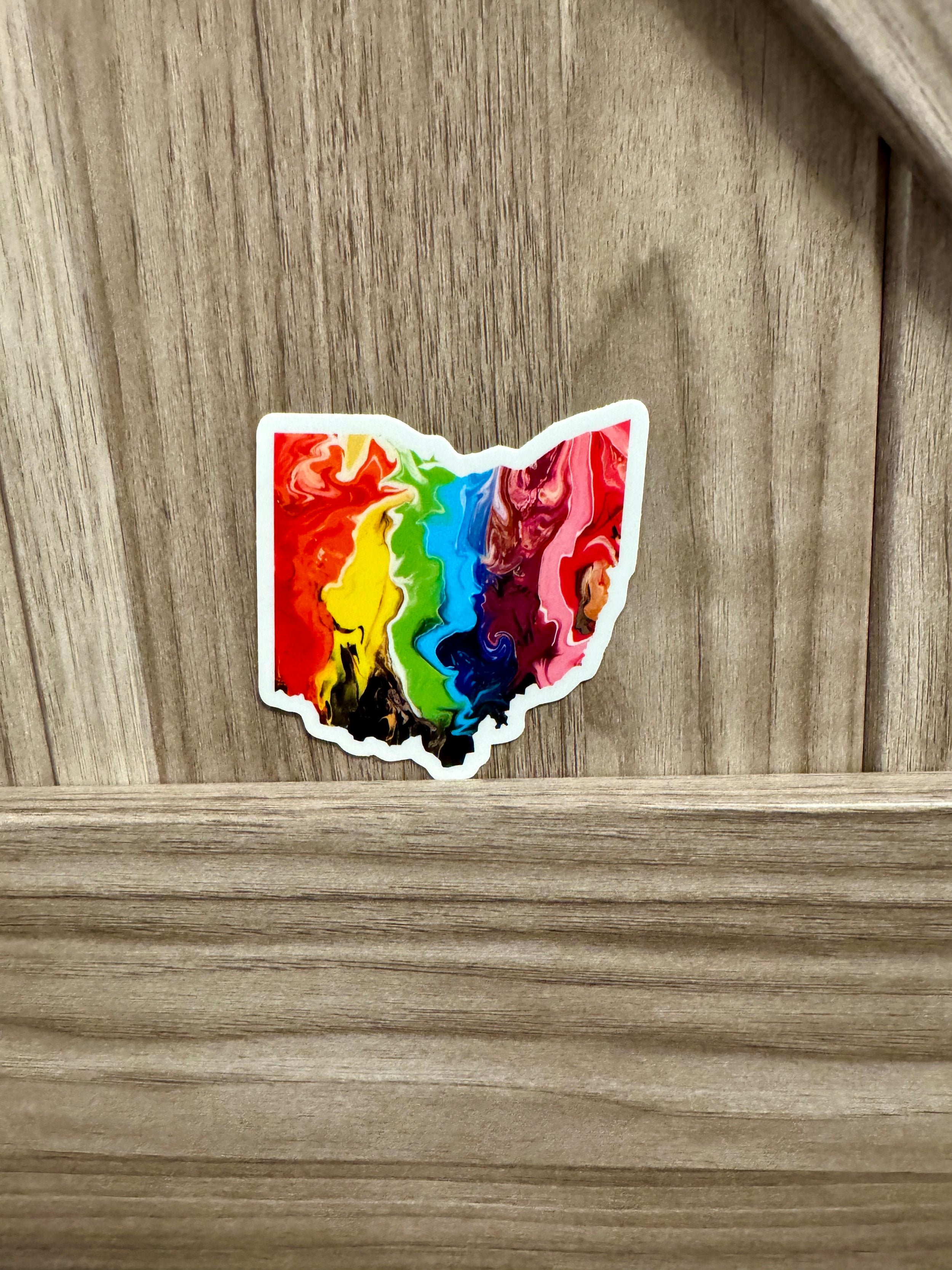 Ohio State Trans Pride and Rainbow State Vinyl Sticker