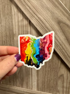 Ohio State Trans Pride and Rainbow State Vinyl Sticker