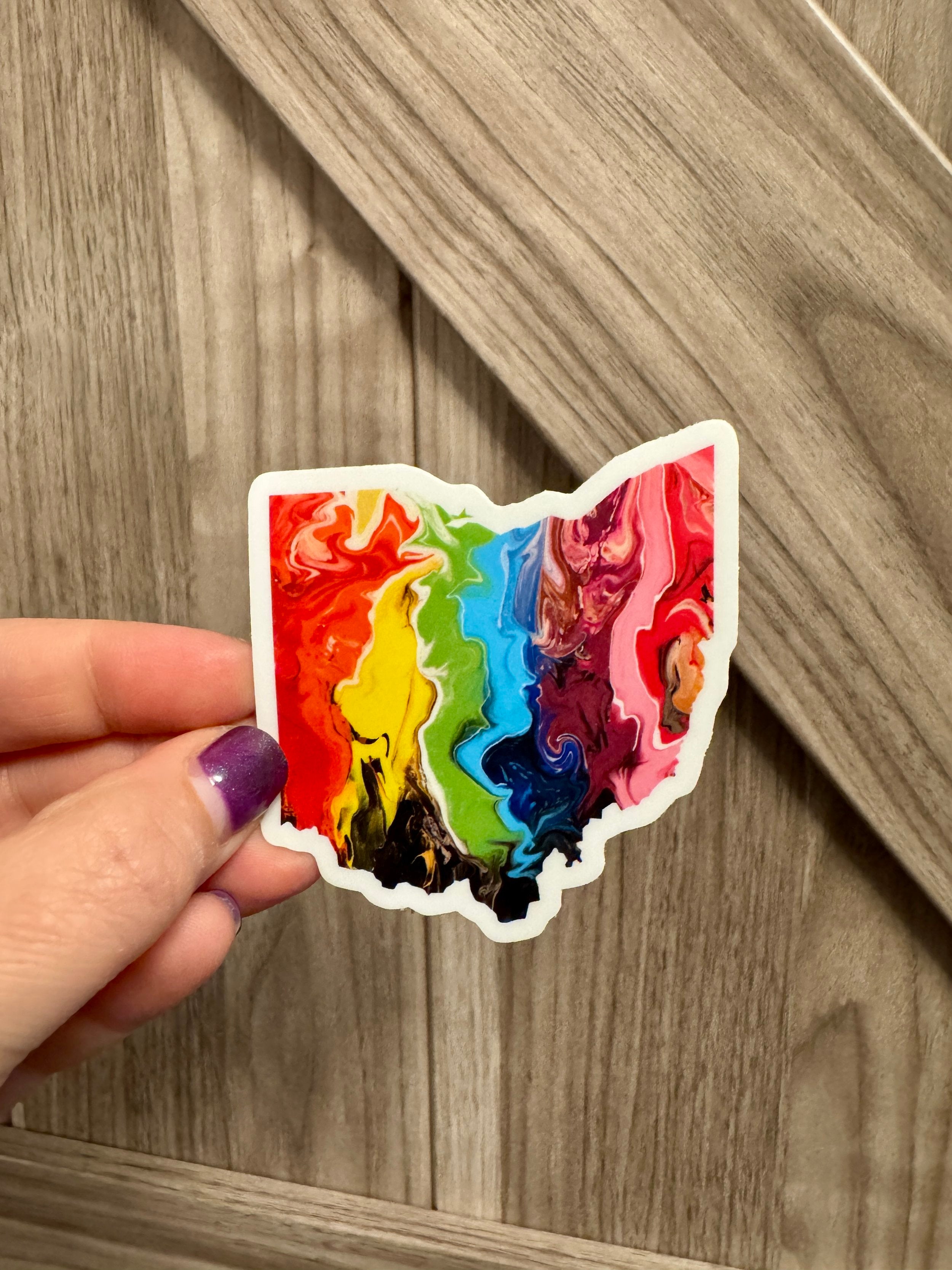 Ohio State Trans Pride and Rainbow State Vinyl Sticker