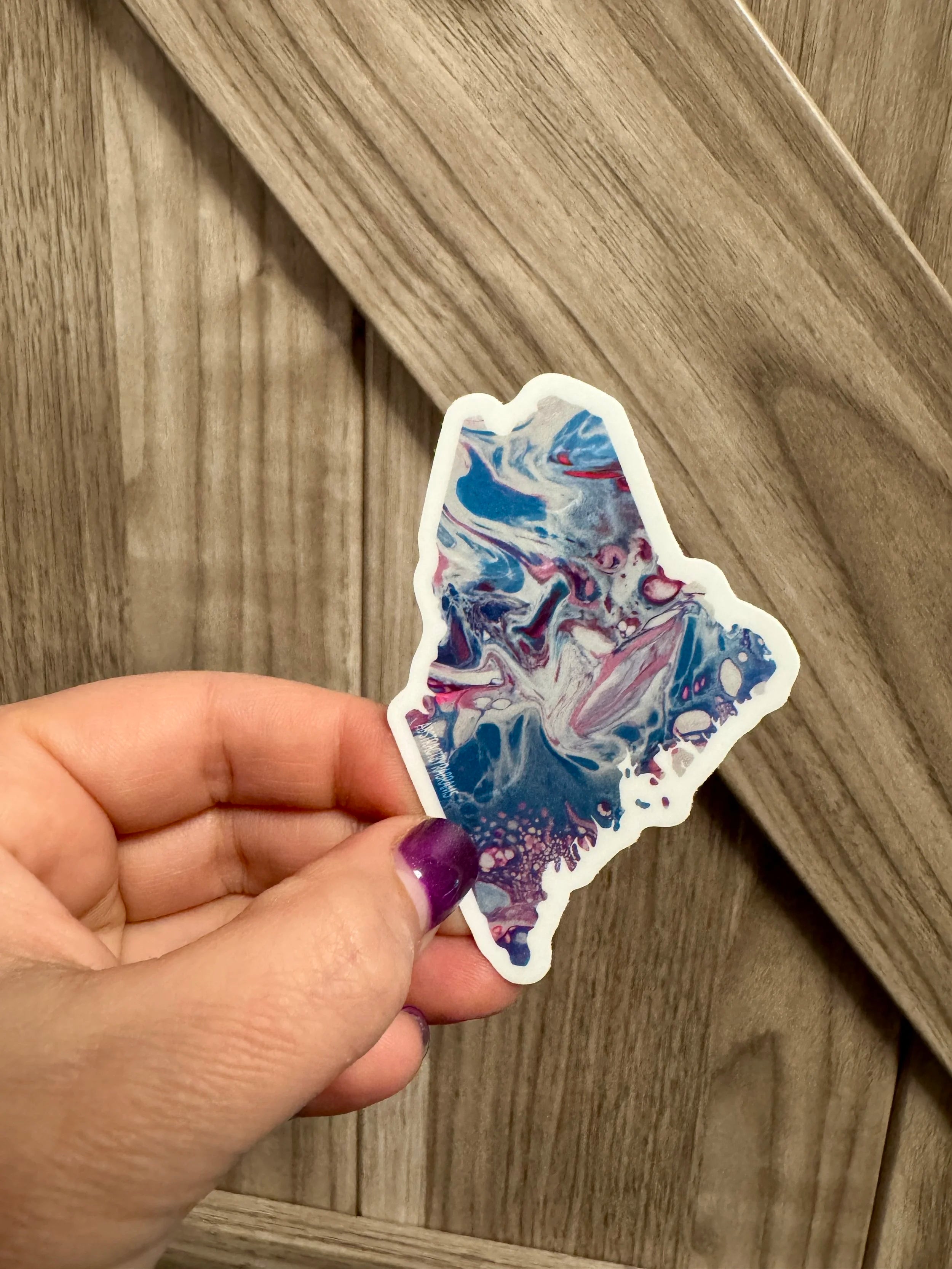 Maine State Shape Sticker - 3" Rainbow - Purple - Vinyl - Trans Pride - LGBTQ