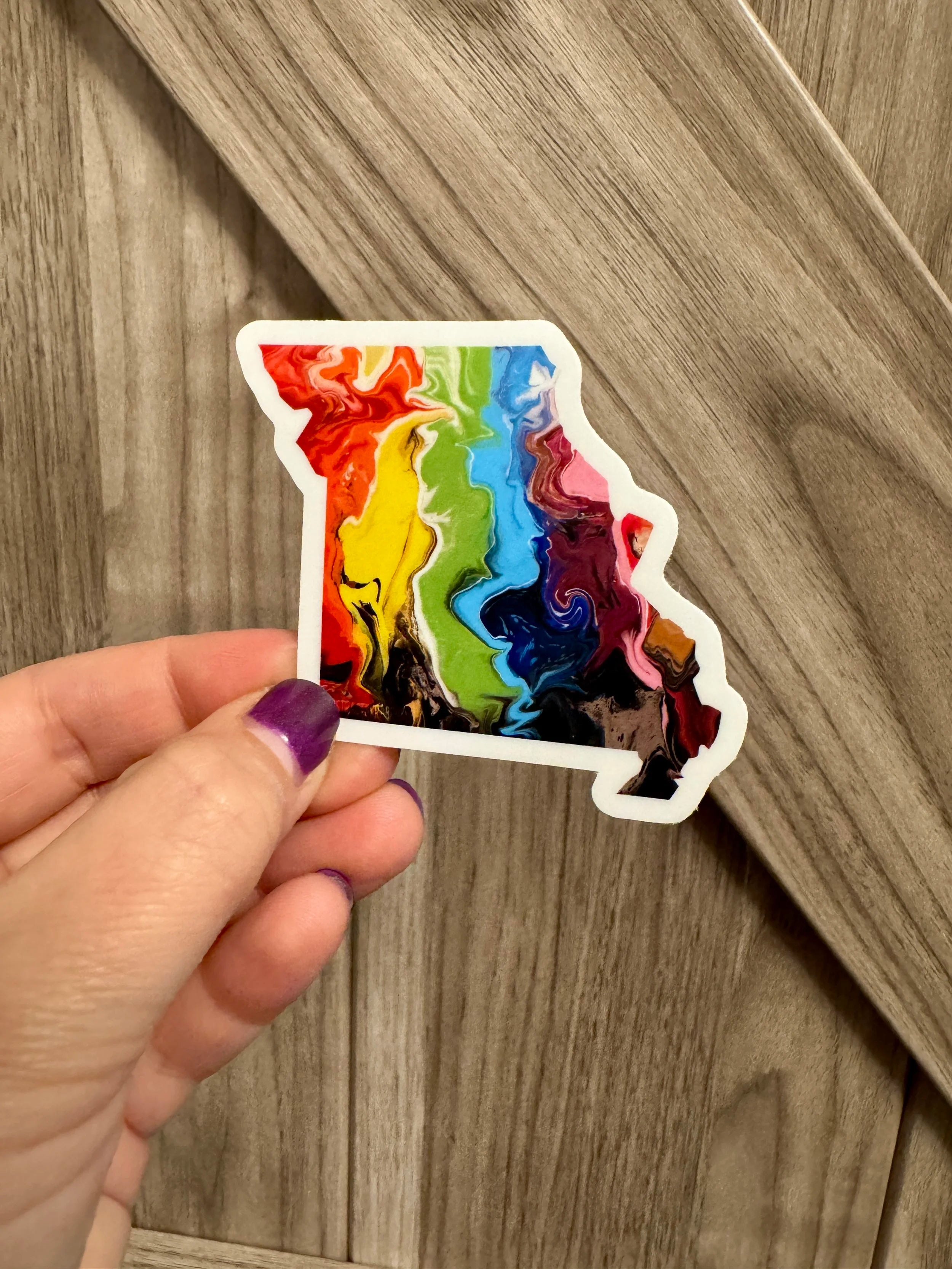 Missouri State Trans Pride and Rainbow State Vinyl Sticker