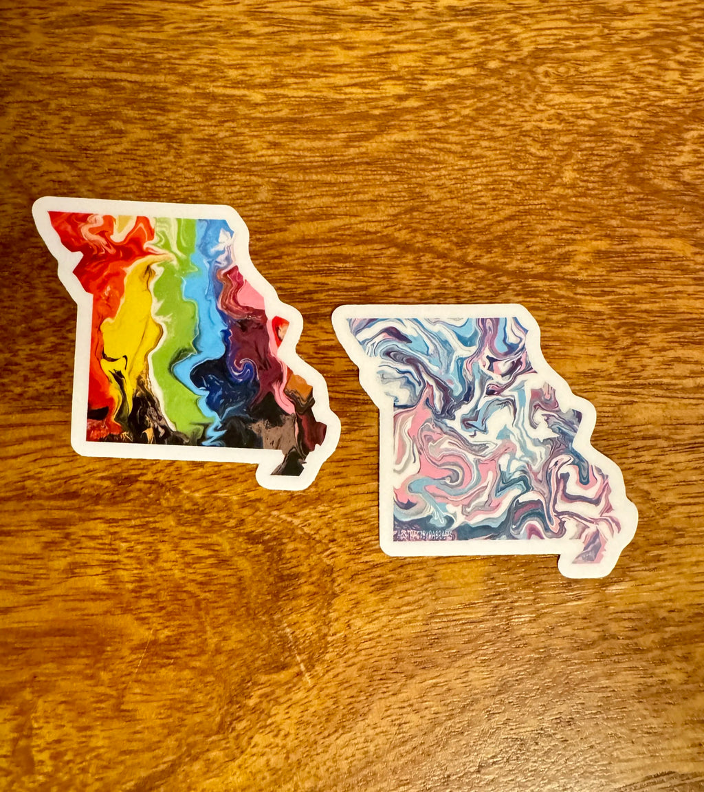Missouri State Trans Pride and Rainbow State Vinyl Sticker
