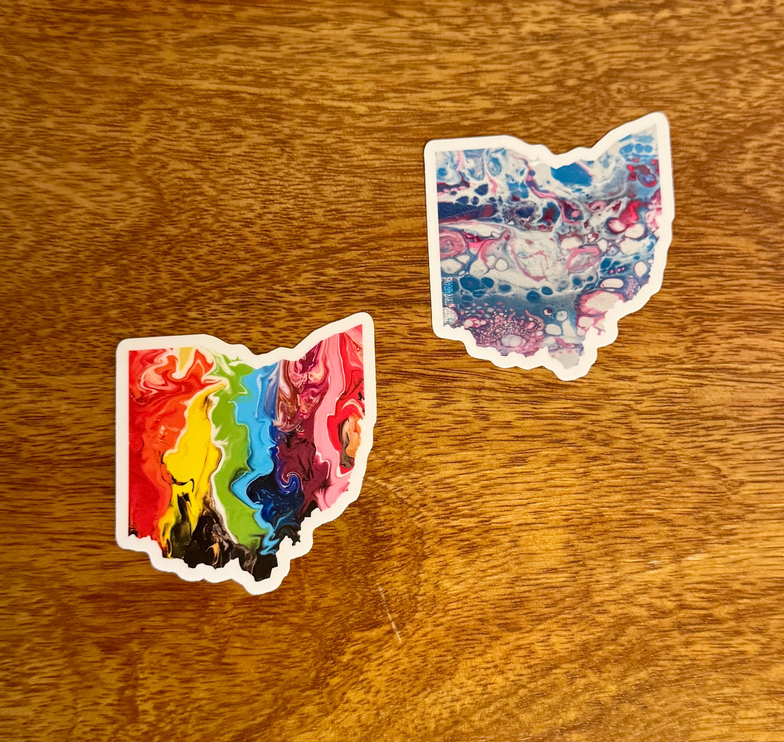 Ohio State Trans Pride and Rainbow State Vinyl Sticker