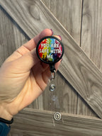 You are Safe With Me Badge Reel - Progress Pride - Handmade
