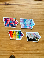 Iowa Vinyl Sticker - 3” x 2.5" - LGBTQ+ - Rainbow - Trans Pride - Iowa State Shape