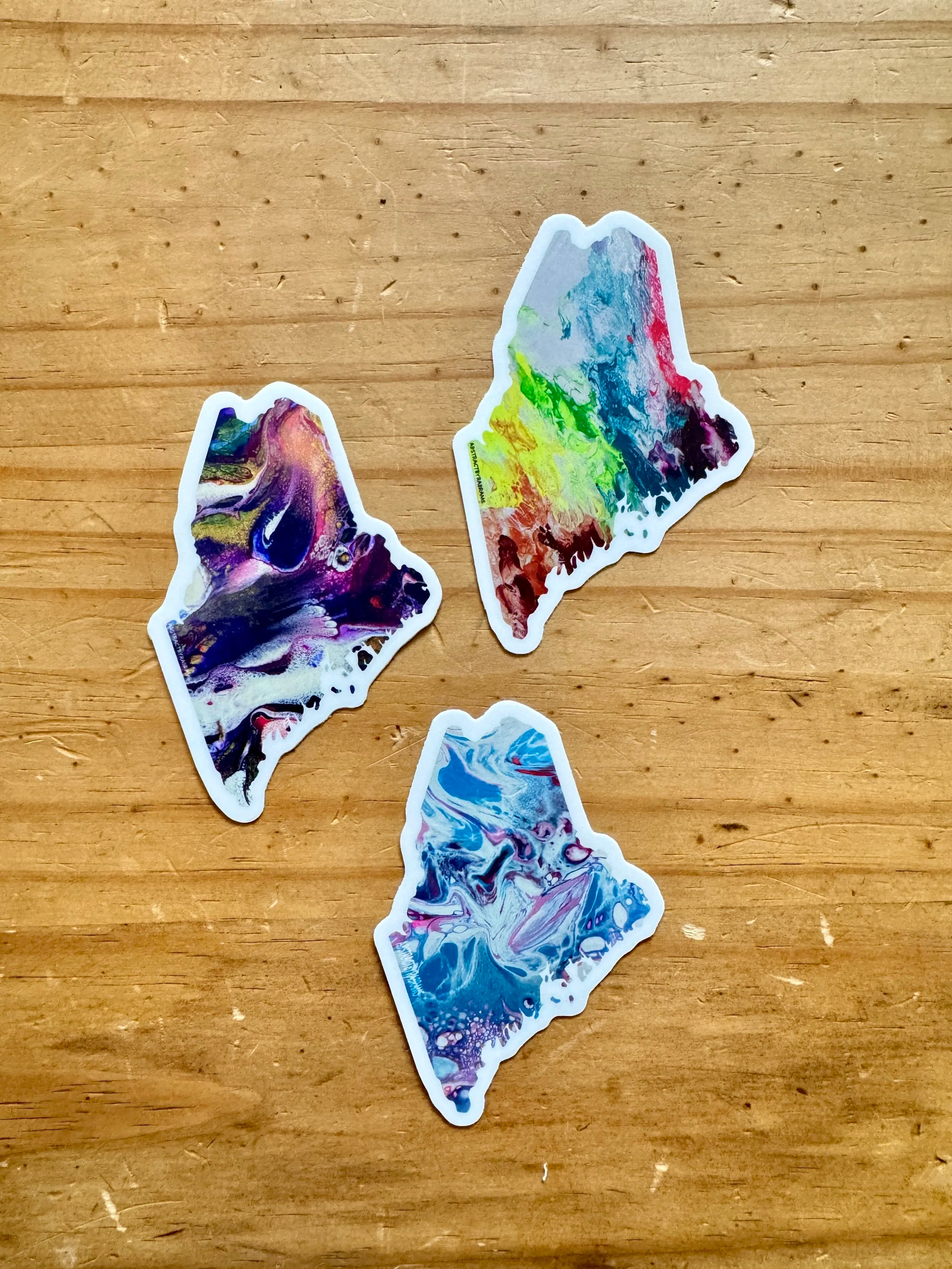 Maine State Shape Sticker - 3" Rainbow - Purple - Vinyl - Trans Pride - LGBTQ