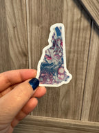 New Hampshire State Sticker - Rainbow - Cool Colors 3"x1.8"