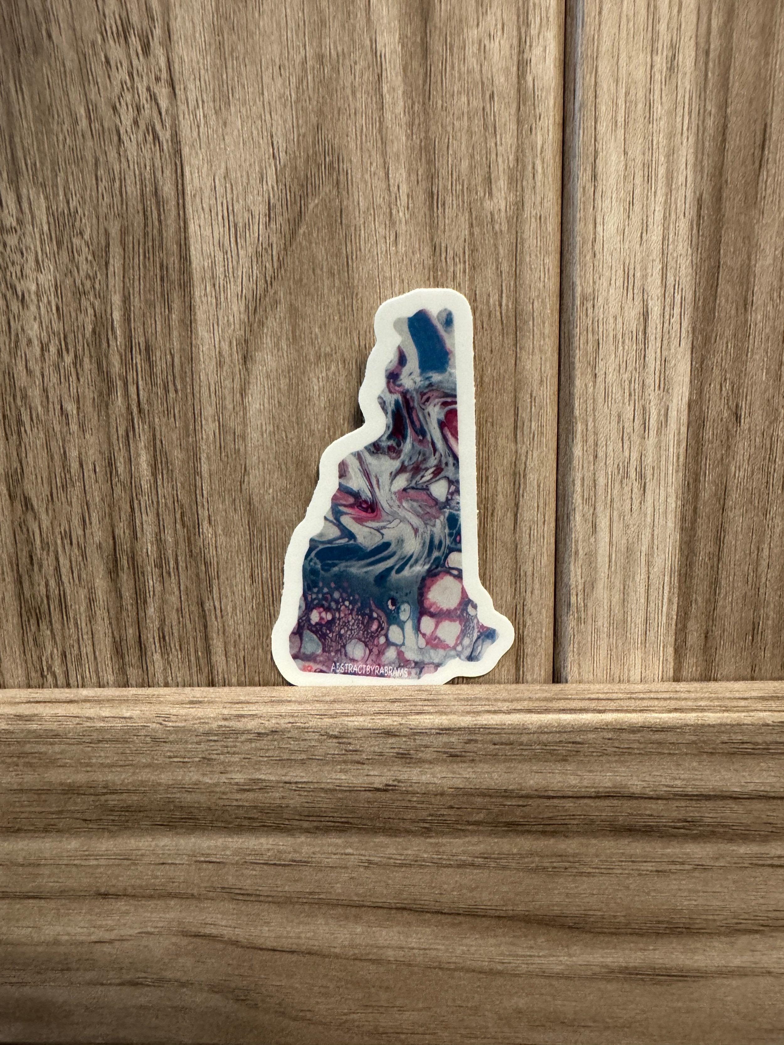 New Hampshire State Sticker - Rainbow - Cool Colors 3"x1.8"
