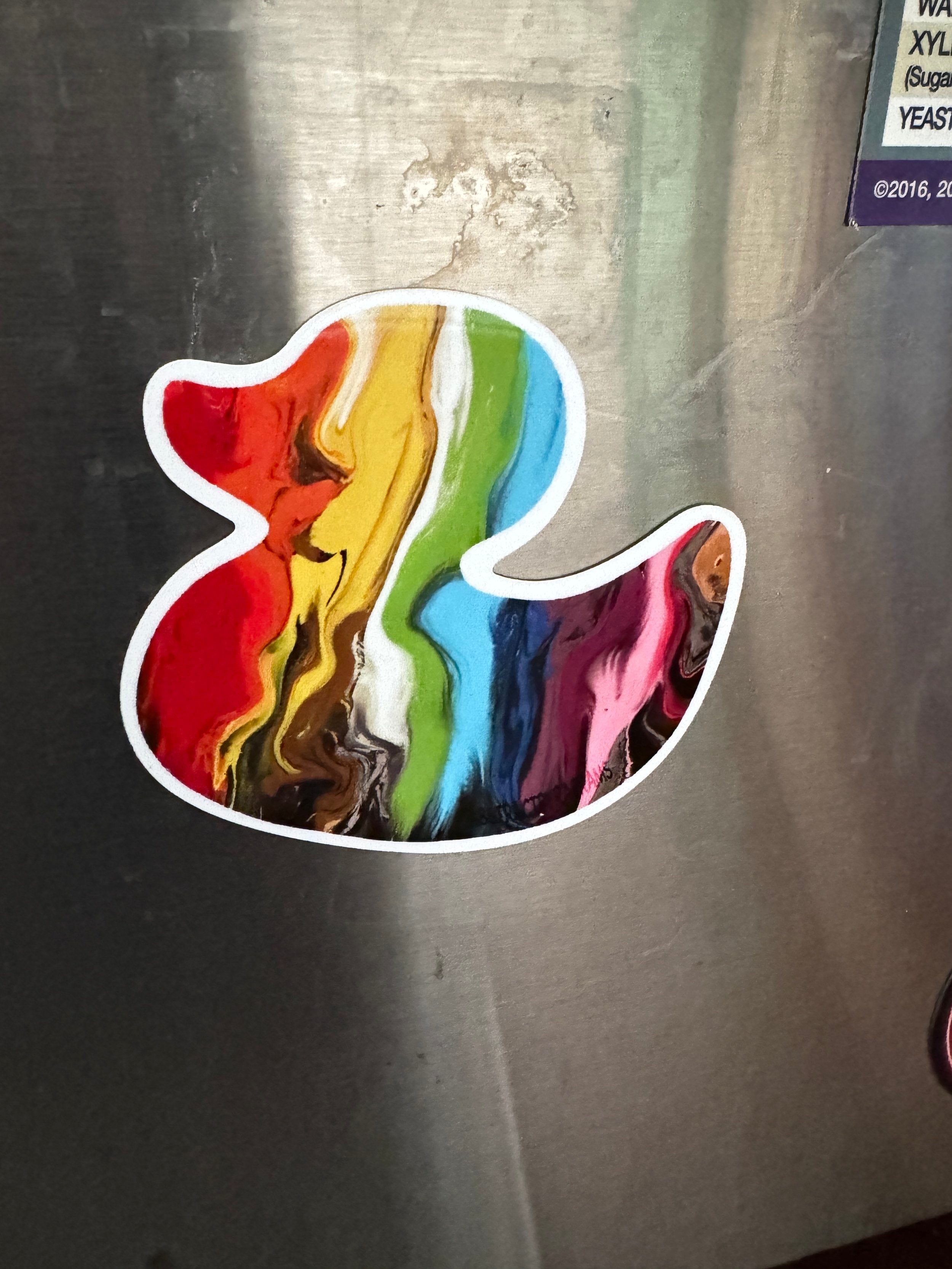Progress Pride Rubber Duck Magnet, Car Magnet - 4"