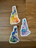 New Hampshire State Sticker - Rainbow - Cool Colors 3"x1.8"