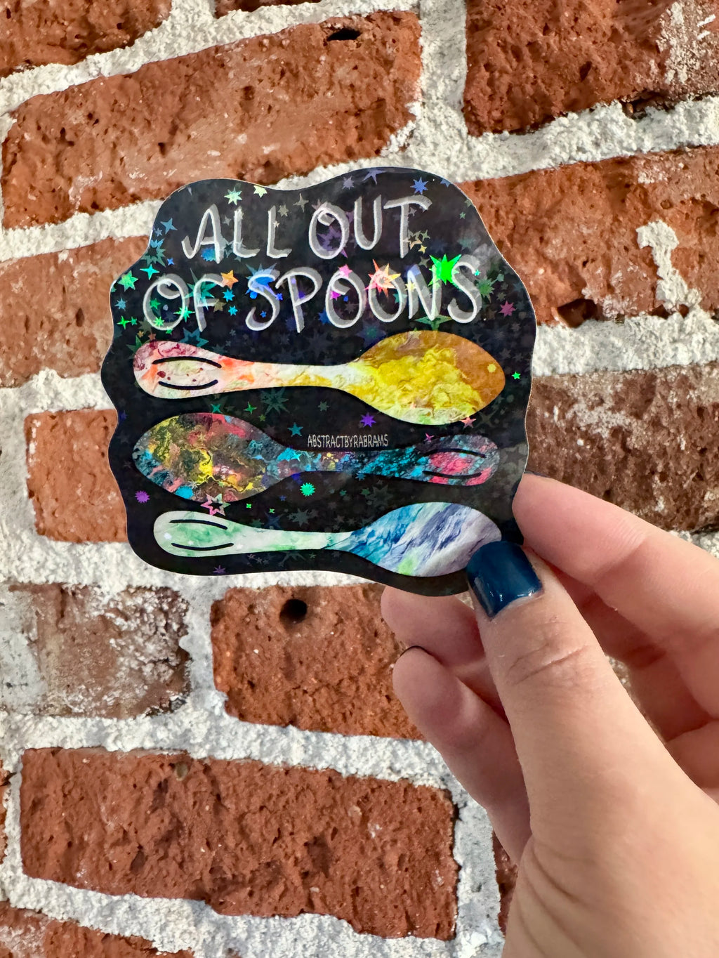 All Out of Spoons Glittery Sticker