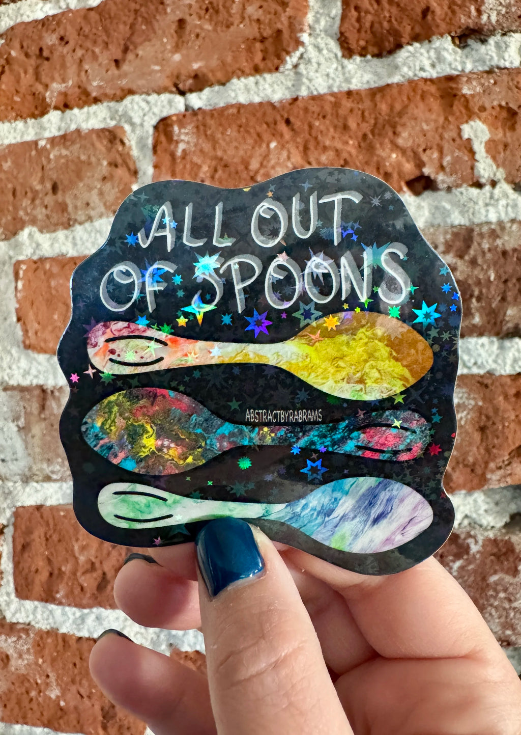 All Out of Spoons Glittery Sticker