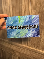 Blue and Green Chag Sameach Greeting Card - 4"x6" - 100% PCW paper