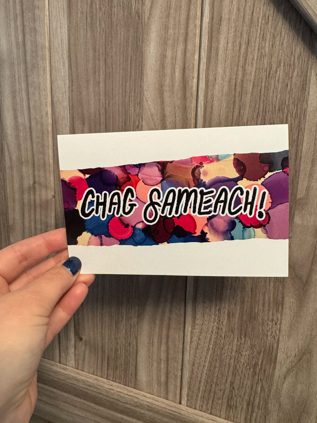 Blue and Purple Chag Sameach Greeting Card - 4"x6" - 100% PCW paper