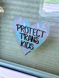Protect Trans Kids Window Cling - 4" Front Adhesive - Displays Outwards