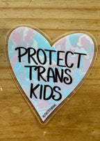 Protect Trans Kids Window Cling - 4" Front Adhesive - Displays Outwards