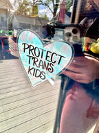 Protect Trans Kids Window Cling - 4" Front Adhesive - Displays Outwards