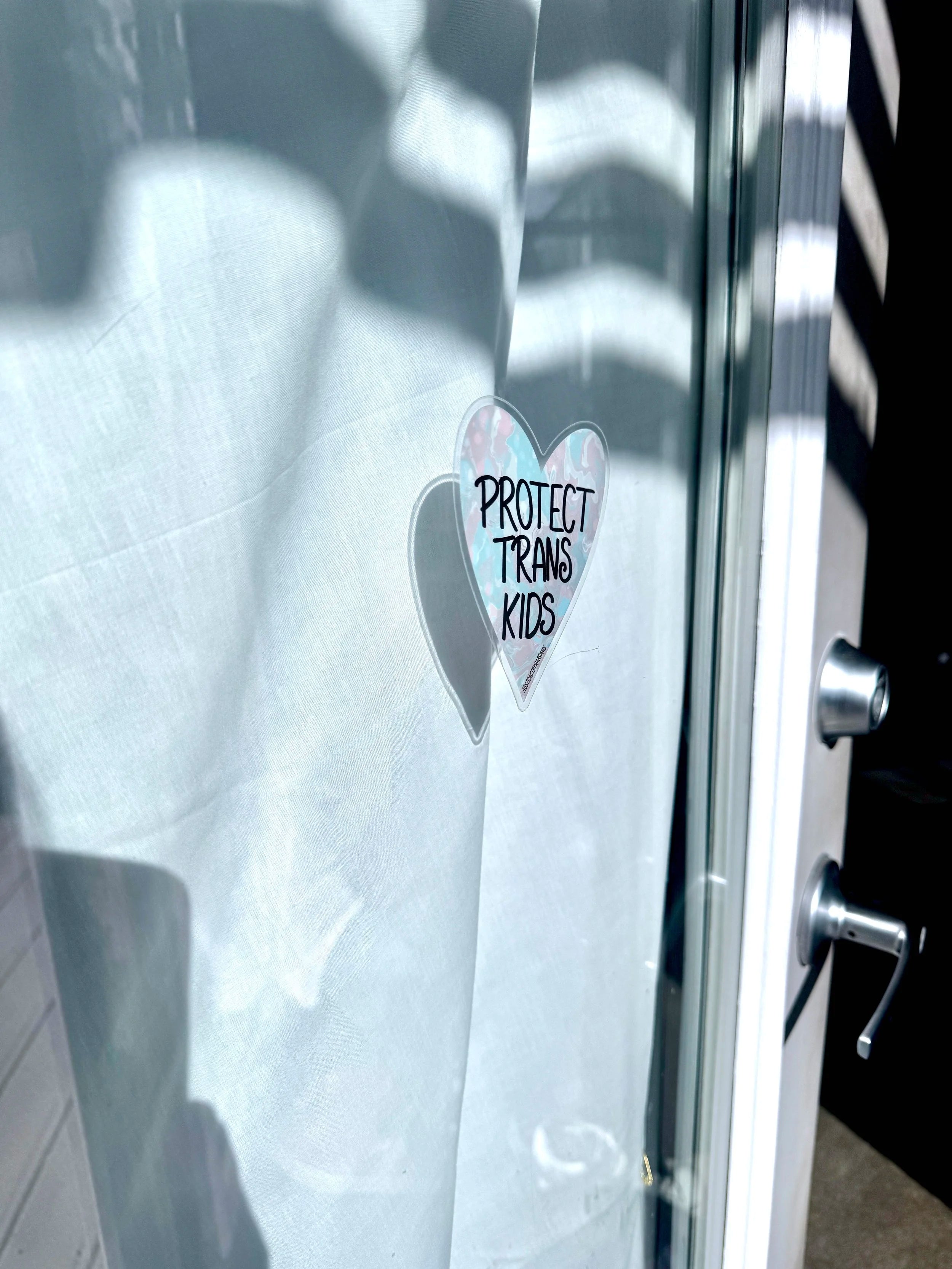 Protect Trans Kids Window Cling - 4" Front Adhesive - Displays Outwards