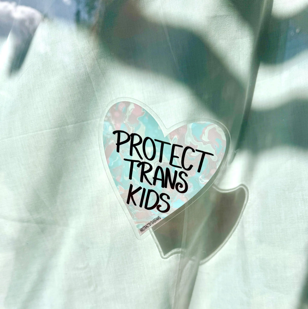Protect Trans Kids Window Cling - 4" Front Adhesive - Displays Outwards