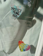 Y'all Means All Window Decal - Rainbow Heart 4" - Front Adhesive - Displays Outwards