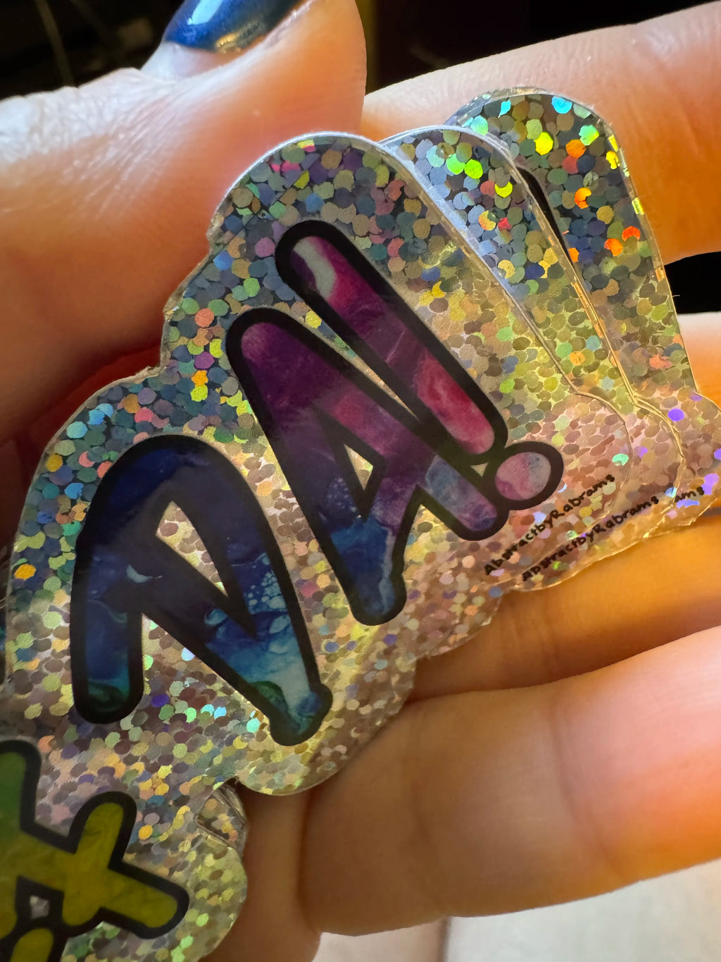 B-Grade Rainbow Glittery Uff Da Glossy Sticker