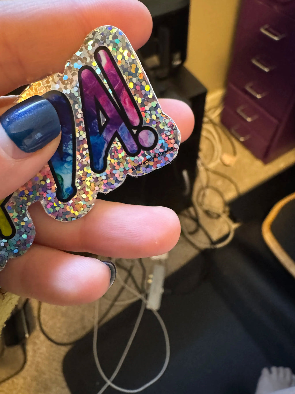 B-Grade Rainbow Glittery Uff Da Glossy Sticker