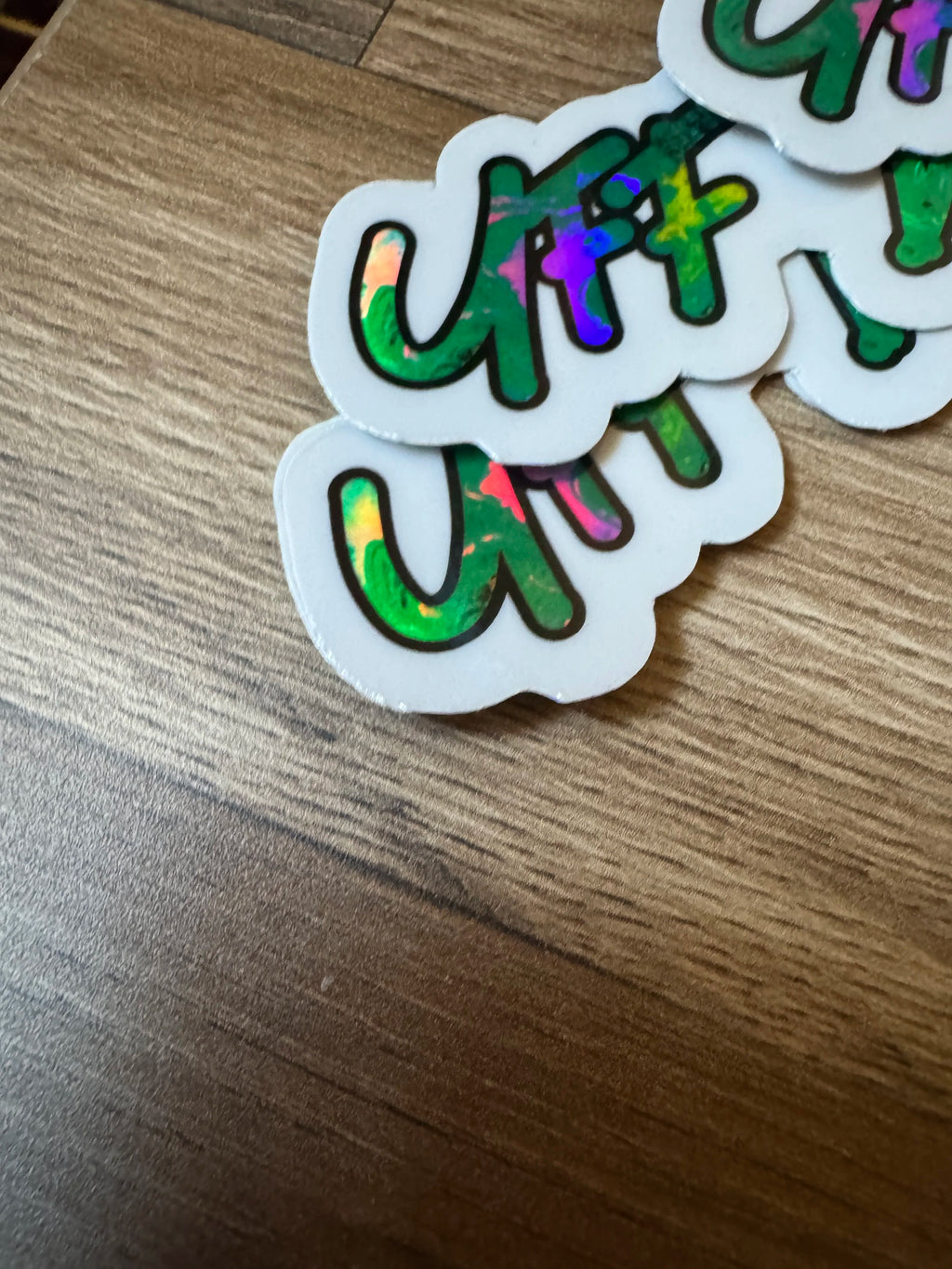 B-Grade Holographic Uff Da Glossy Sticker