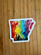 Arkansas State Trans Pride and Rainbow State Vinyl Sticker