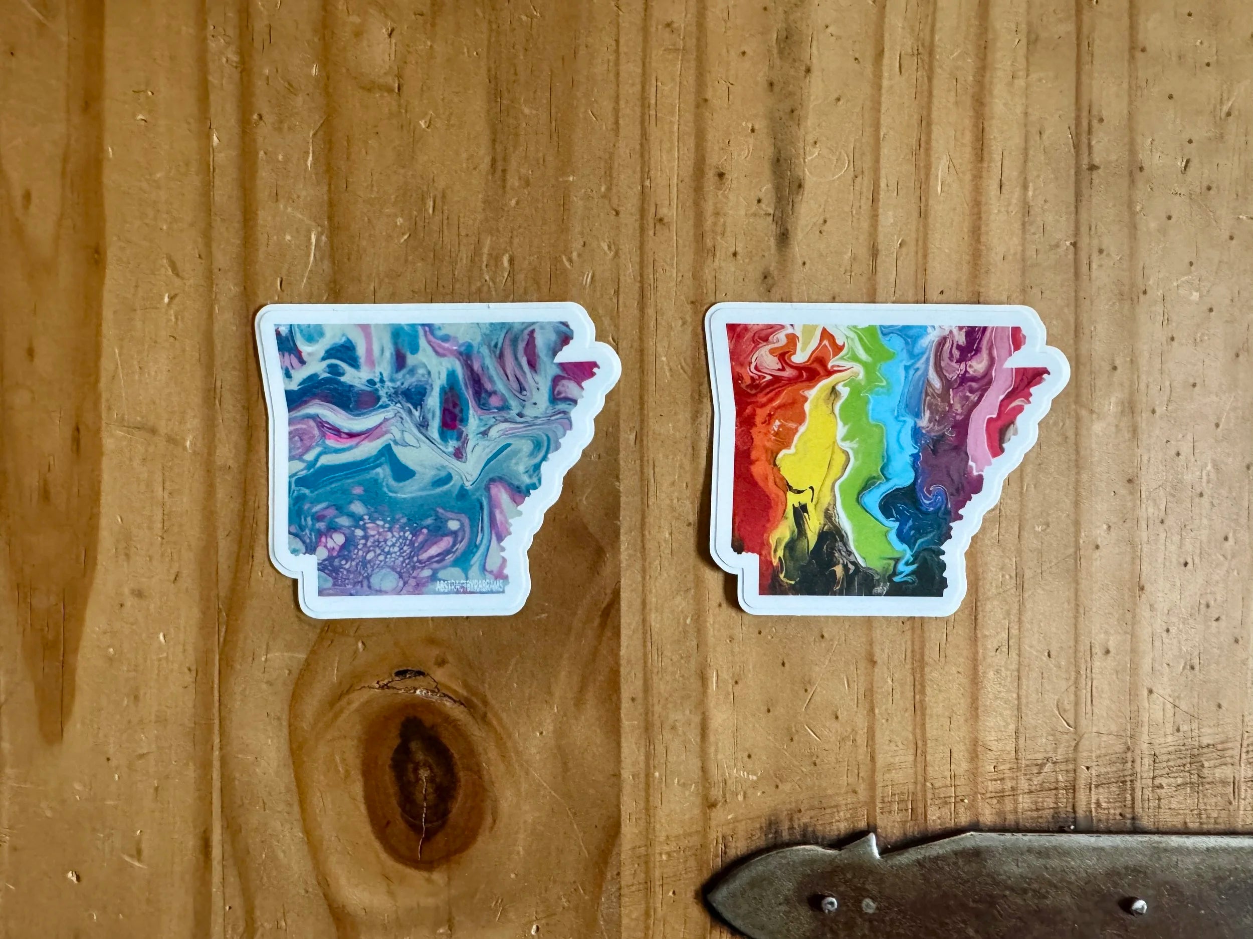Arkansas State Trans Pride and Rainbow State Vinyl Sticker