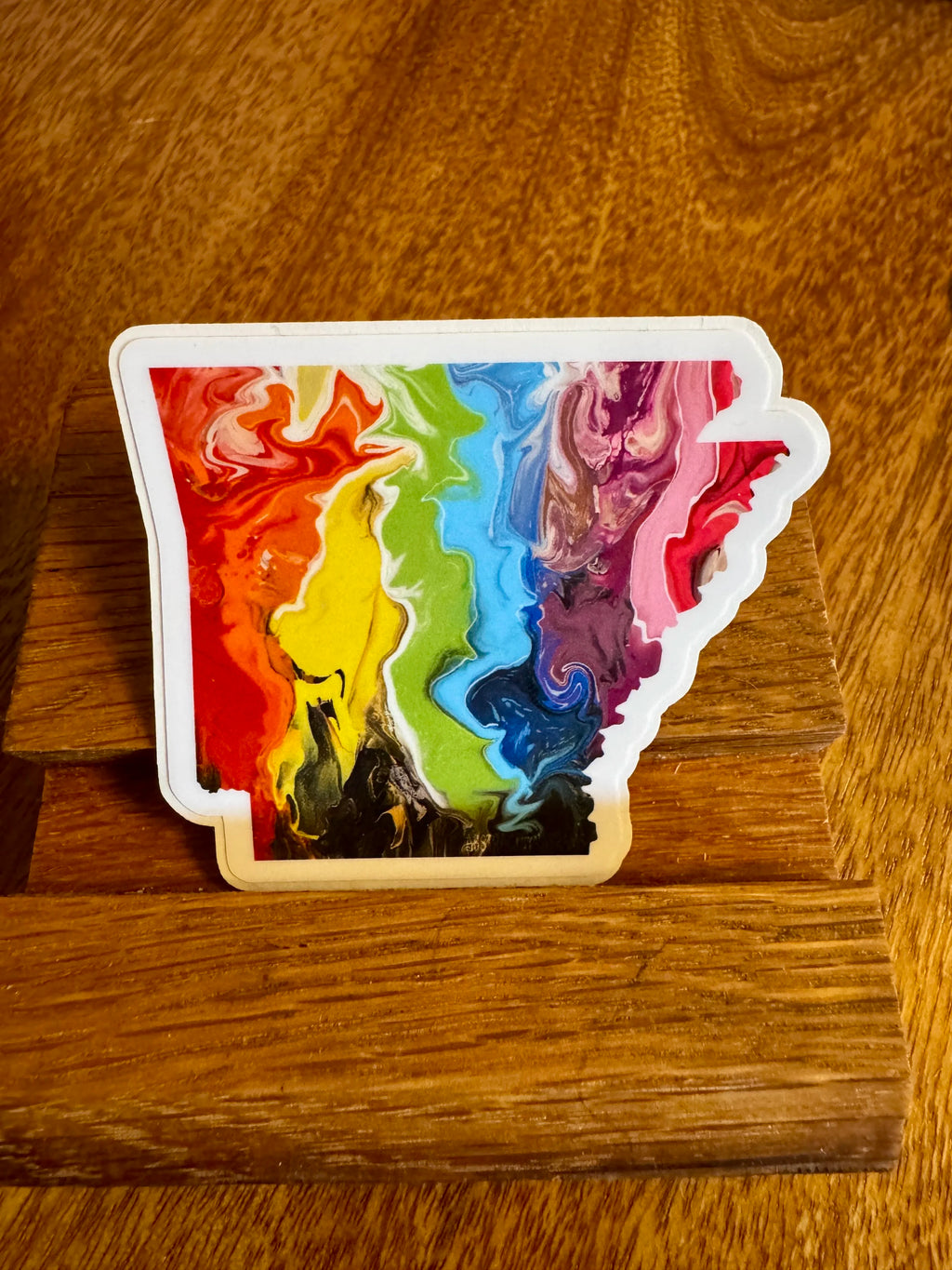 Arkansas State Trans Pride and Rainbow State Vinyl Sticker