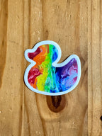 Rainbow Duck Sticker - Easy Peel - Vinyl - 3"