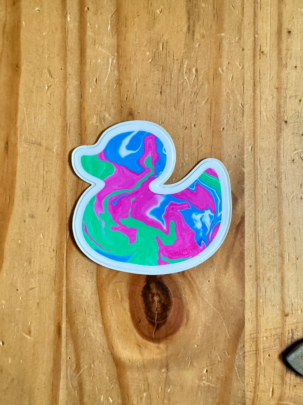 Green, Pink and Blue Duck Sticker - Polysexual Pride - Easy Peel - Vinyl - 3"