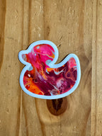 Pink and Orange Duck Sticker - Lesbian Pride - Easy Peel - Vinyl - 3"