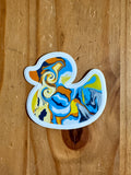 Blue, Yellow and Orange Duck Sticker - Aroace Pride - Easy Peel - Vinyl - 3"