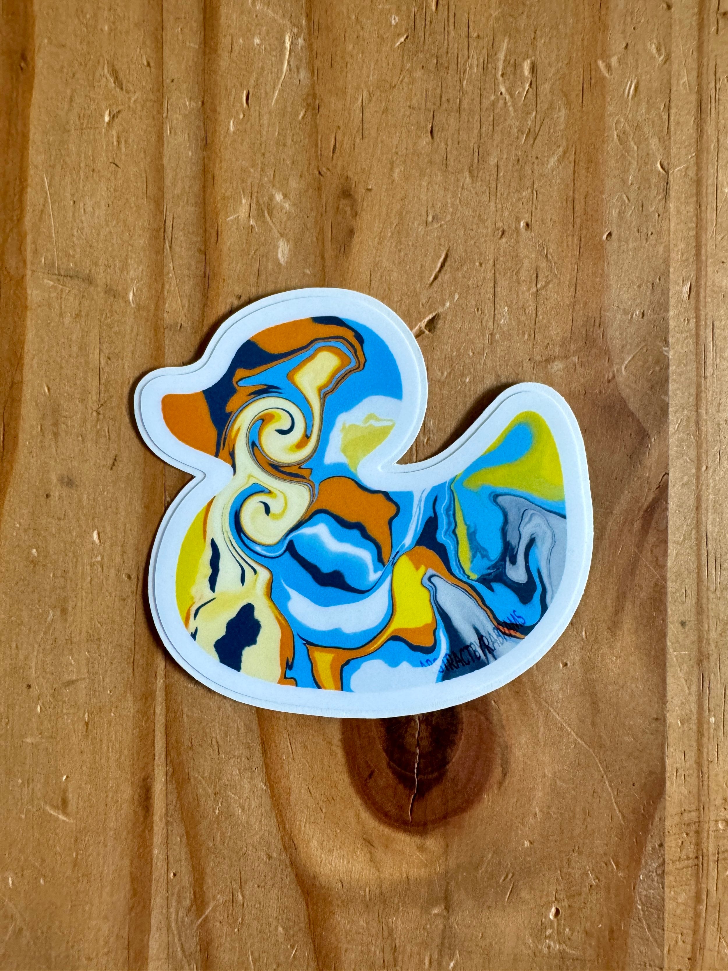 Blue, Yellow and Orange Duck Sticker - Aroace Pride - Easy Peel - Vinyl - 3"