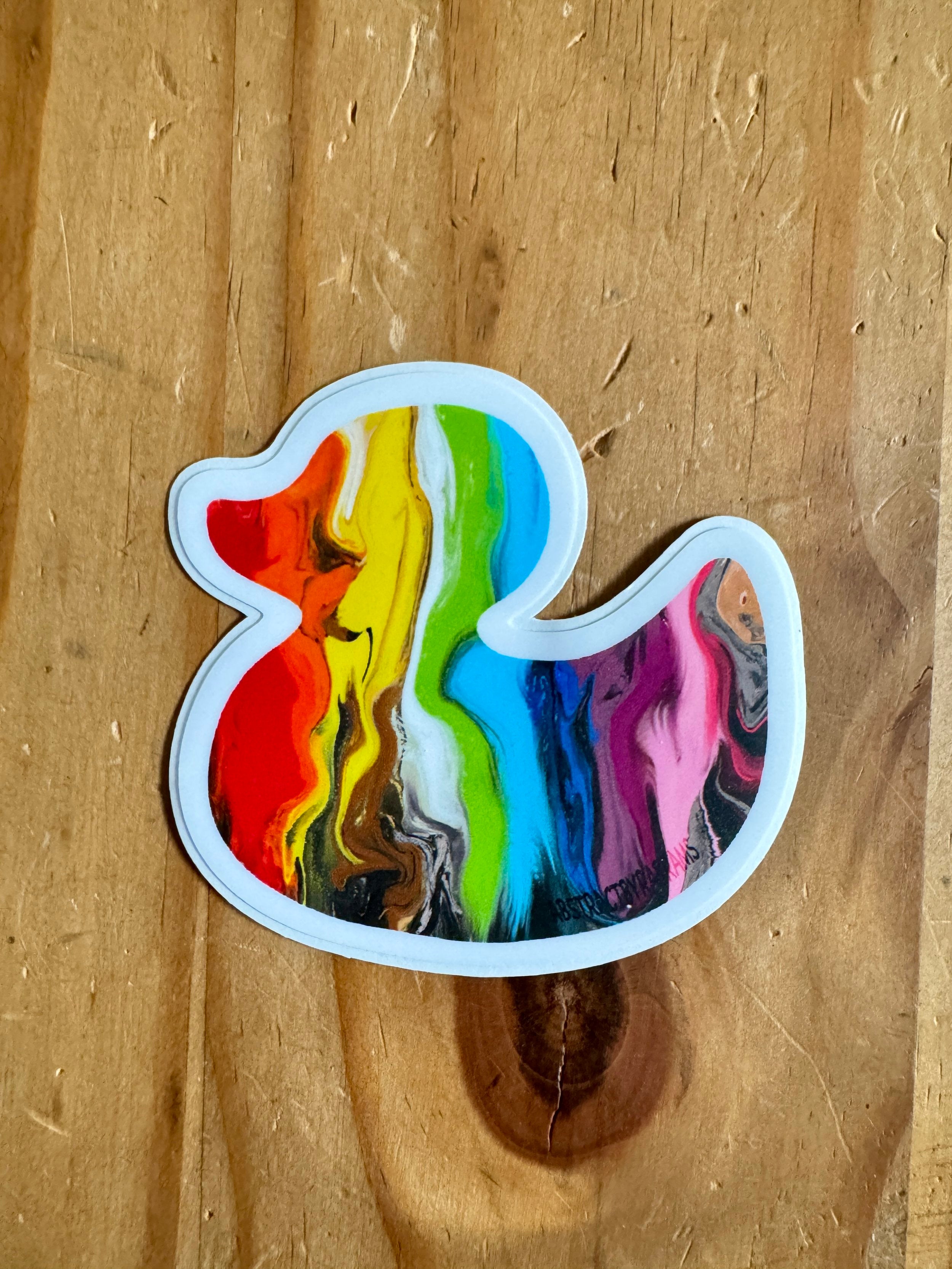 Progress Pride Rainbow Duck Sticker - Easy Peel - Vinyl - 3"